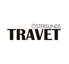 Östersundstravets logotyp. Svart text på vit botten.