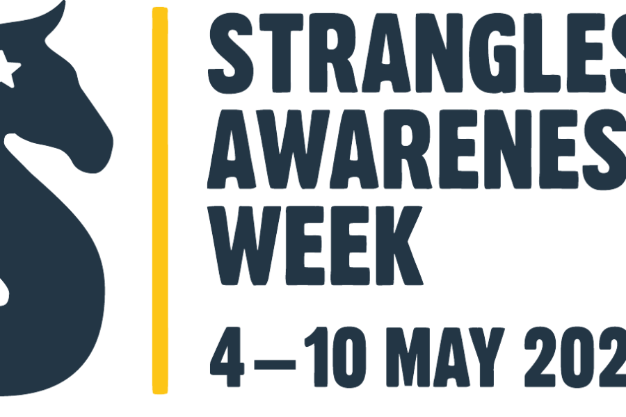 Logotyp för Strangles Awarness Week med en stiliserad häst som liknar en sjöhäst