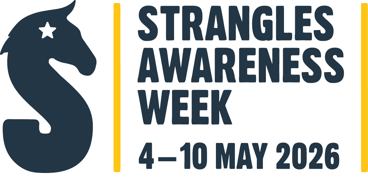 Logotyp för Strangles Awarness Week med en stiliserad häst som liknar en sjöhäst